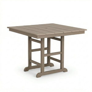 English Elm 1-piece Folding Square Outdoor Dining Table Hdpe Weather Resistant Patio Deck Antique Brown W3566P466785