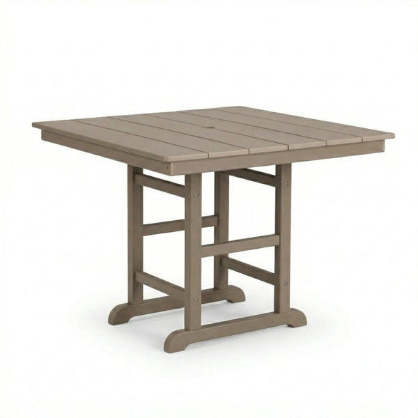 English Elm 1-piece Folding Square Outdoor Dining Table Hdpe Weather Resistant Patio Deck Antique Brown W3566P466785