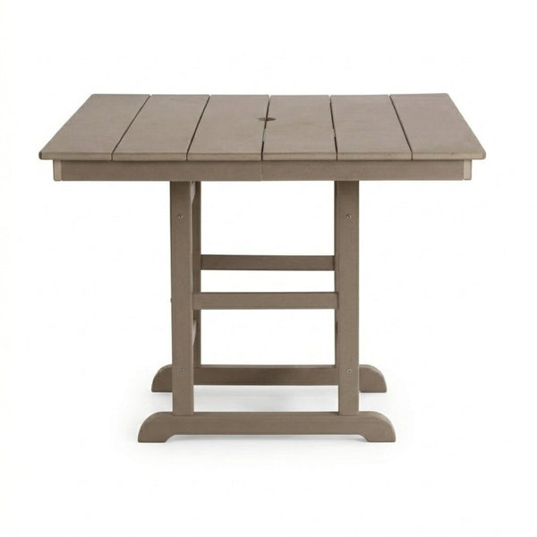 English Elm 1-piece Folding Square Outdoor Dining Table Hdpe Weather Resistant Patio Deck Antique Brown W3566P466785