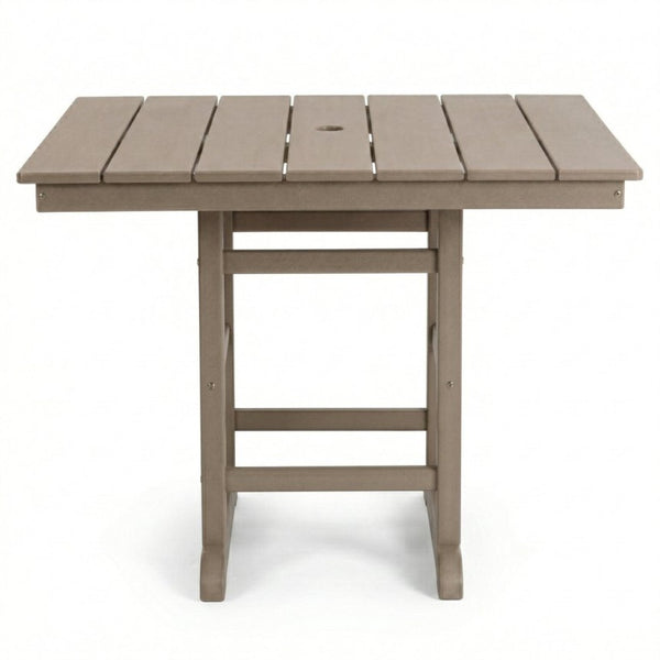 English Elm 1-piece Folding Square Outdoor Dining Table Hdpe Weather Resistant Patio Deck Antique Brown W3566P466785