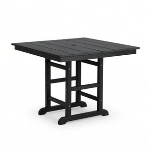 English Elm 1-piece Folding Square Outdoor Dining Table Hdpe Weather Resistant Patio Deck Black W3566P466797