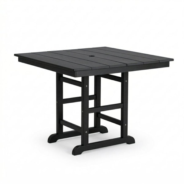 English Elm 1-piece Folding Square Outdoor Dining Table Hdpe Weather Resistant Patio Deck Black W3566P466797