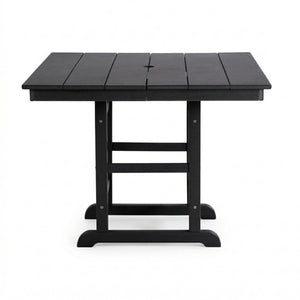 English Elm 1-piece Folding Square Outdoor Dining Table Hdpe Weather Resistant Patio Deck Black W3566P466797