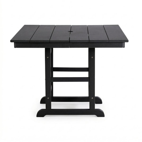 English Elm 1-piece Folding Square Outdoor Dining Table Hdpe Weather Resistant Patio Deck Black W3566P466797