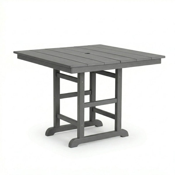 English Elm 1-piece Folding Square Outdoor Dining Table Hdpe Weather Resistant Patio Deck Gray W3566P466799