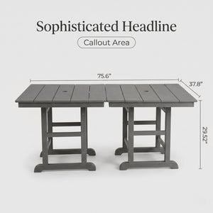English Elm 1-piece Folding Square Outdoor Dining Table Hdpe Weather Resistant Patio Deck Gray W3566P466799