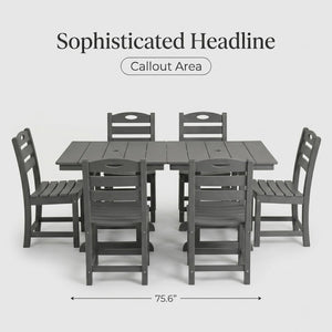 English Elm 1-piece Folding Square Outdoor Dining Table Hdpe Weather Resistant Patio Deck Gray W3566P466799