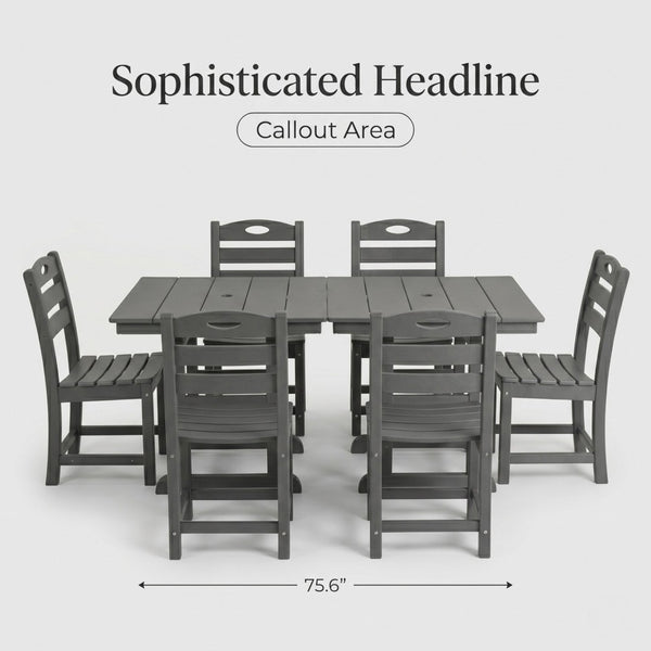 English Elm 1-piece Folding Square Outdoor Dining Table Hdpe Weather Resistant Patio Deck Gray W3566P466799