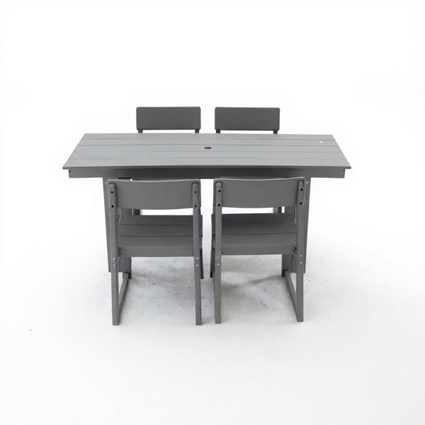 English Elm 5-piece Outdoor Hdpe Dining Set Fade Proof Rectangular Table with Umbrella Hole W3566S00002
