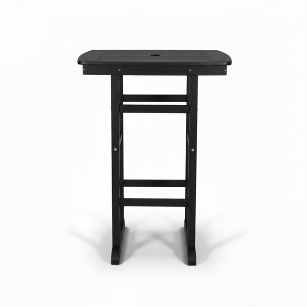 English Elm 3-piece Hdpe Outdoor Bar Height Bistro Set Round Pub Table with Uv Resistant Stools Black W3566S00027