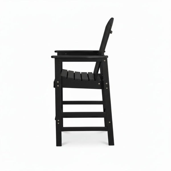 English Elm 3-piece Hdpe Outdoor Bar Height Bistro Set Round Pub Table with Uv Resistant Stools Black W3566S00027