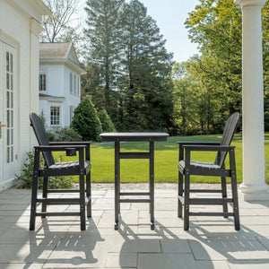 English Elm 3-piece Hdpe Outdoor Bar Height Bistro Set Round Pub Table with Uv Resistant Stools Black W3566S00027