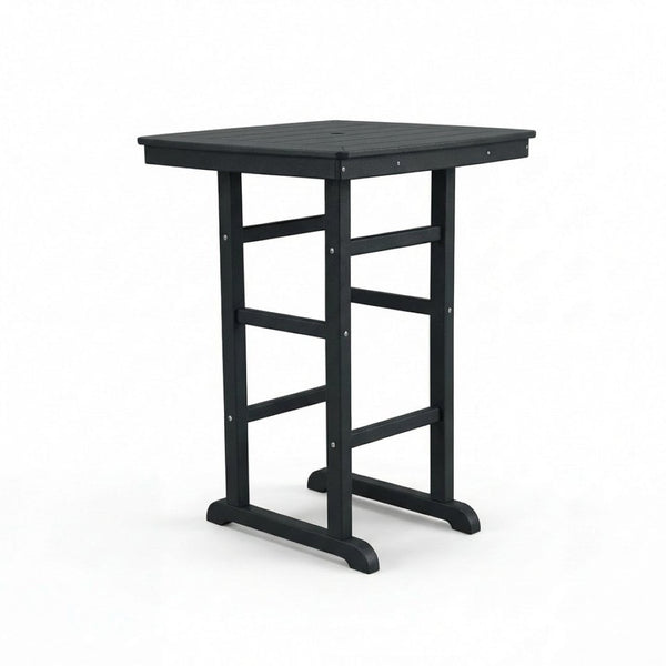 English Elm 3-piece Hdpe Outdoor Bar Height Bistro Set Round Pub Table with Uv Resistant Stools Black W3566S00027