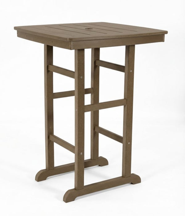 English Elm 3-piece Hdpe Outdoor Bar Height Bistro Set Round Pub Table with Uv Resistant Stools Antique Oak W3566S00028