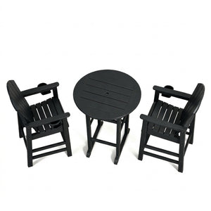 English Elm 3-piece Hdpe Outdoor Bar Height Bistro Set Round Pub Table with Uv Resistant Stools W3566S00032