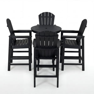 English Elm 3-piece Hdpe Outdoor Bar Height Bistro Set Round Pub Table with Uv Resistant Stools W3566S00032
