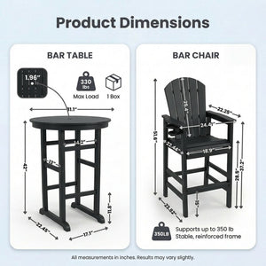 English Elm 3-piece Hdpe Outdoor Bar Height Bistro Set Round Pub Table with Uv Resistant Stools W3566S00032