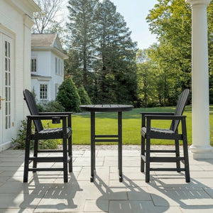 English Elm 3-piece Hdpe Outdoor Bar Height Bistro Set Round Pub Table with Uv Resistant Stools W3566S00032