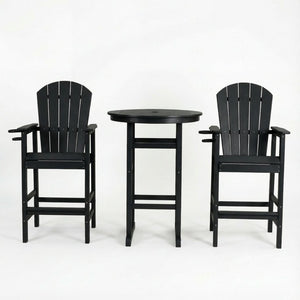 English Elm 3-piece Hdpe Outdoor Bar Height Bistro Set Round Pub Table with Uv Resistant Stools W3566S00032