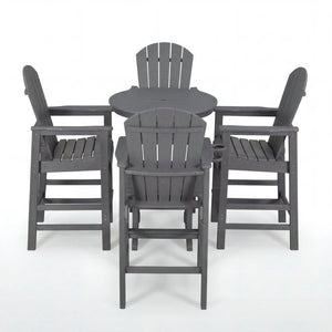 English Elm 3-piece Hdpe Outdoor Bar Height Bistro Set Round Pub Table with Uv Resistant Stools Gray W3566S00033