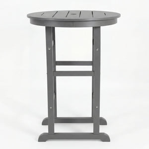 English Elm 3-piece Hdpe Outdoor Bar Height Bistro Set Round Pub Table with Uv Resistant Stools Gray W3566S00033