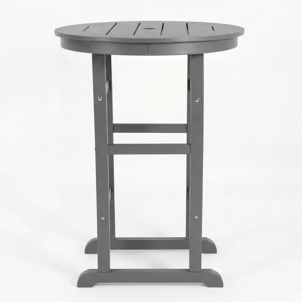 English Elm 3-piece Hdpe Outdoor Bar Height Bistro Set Round Pub Table with Uv Resistant Stools Gray W3566S00033