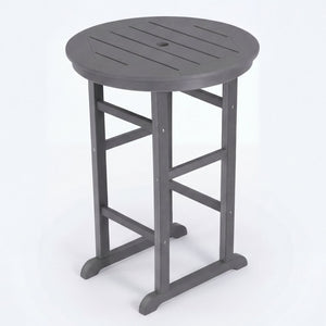 English Elm 3-piece Hdpe Outdoor Bar Height Bistro Set Round Pub Table with Uv Resistant Stools Gray W3566S00033