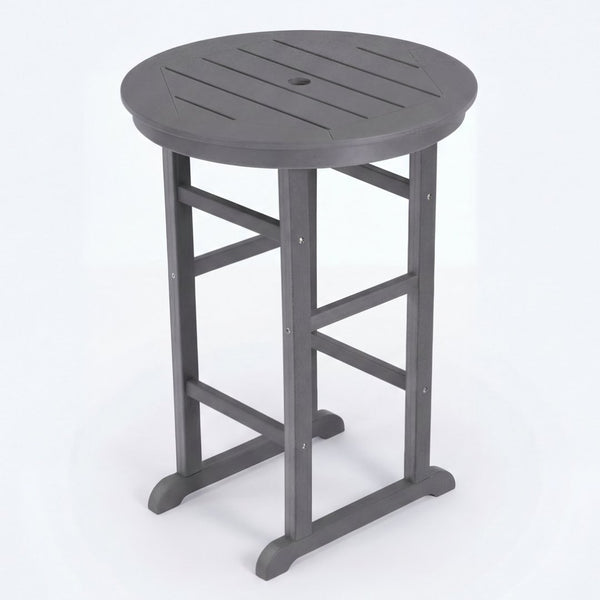 English Elm 3-piece Hdpe Outdoor Bar Height Bistro Set Round Pub Table with Uv Resistant Stools Gray W3566S00033