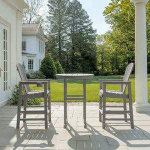 English Elm 3-piece Hdpe Outdoor Bar Height Bistro Set Round Pub Table with Uv Resistant Stools Gray W3566S00033