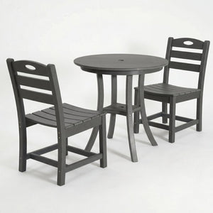 English Elm Charcoal Hdpe Outdoor Bistro Set with Round Table and Two Weather Resistant Chairs W3566S00037