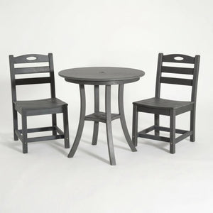 English Elm Charcoal Hdpe Outdoor Bistro Set with Round Table and Two Weather Resistant Chairs W3566S00037