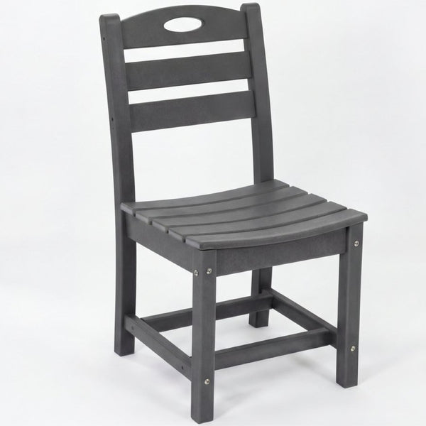 English Elm Charcoal Hdpe Outdoor Bistro Set with Round Table and Two Weather Resistant Chairs W3566S00037
