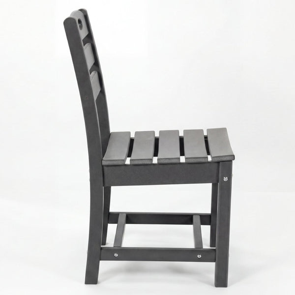 English Elm Charcoal Hdpe Outdoor Bistro Set with Round Table and Two Weather Resistant Chairs W3566S00037