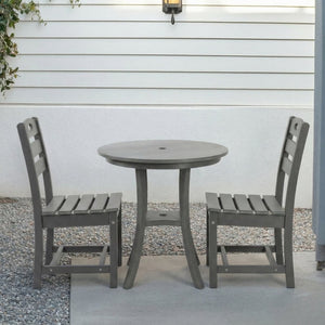 English Elm Charcoal Hdpe Outdoor Bistro Set with Round Table and Two Weather Resistant Chairs W3566S00037