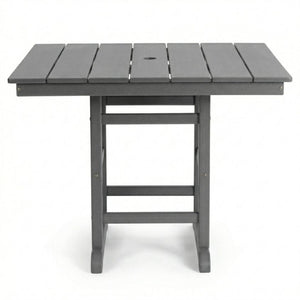 English Elm Gray HDPE 3 Piece Outdoor Dining Set with Umbrella Ready Square Table and Slatted Armchairs W3566S00042