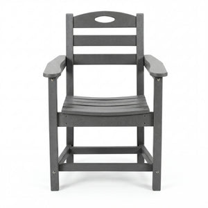 English Elm Gray HDPE 3 Piece Outdoor Dining Set with Umbrella Ready Square Table and Slatted Armchairs W3566S00042