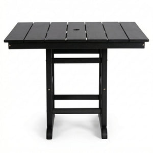 English Elm Black HDPE Square Patio Dining Set for Two with Weather Resistant Armchairs Outdoor W3566S00044