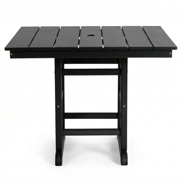 English Elm Black HDPE Square Patio Dining Set for Two with Weather Resistant Armchairs Outdoor W3566S00044
