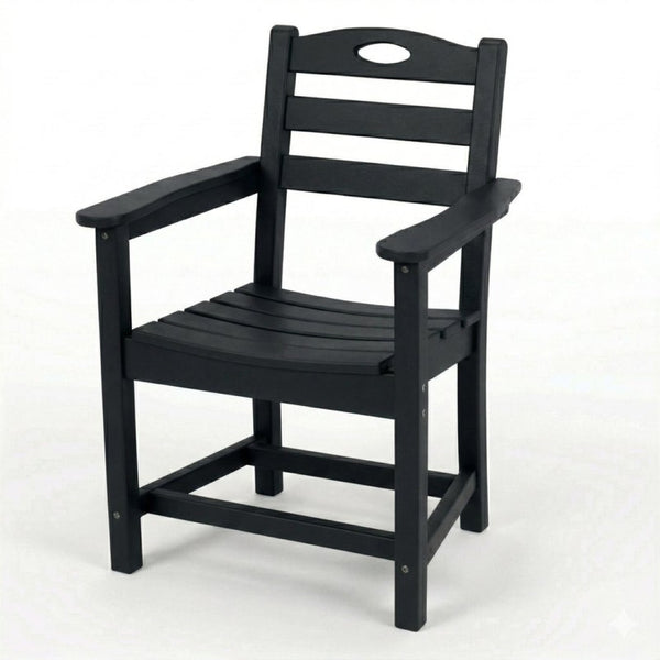 English Elm Black HDPE Square Patio Dining Set for Two with Weather Resistant Armchairs Outdoor W3566S00044