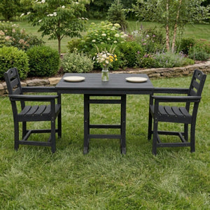 English Elm Black HDPE Square Patio Dining Set for Two with Weather Resistant Armchairs Outdoor W3566S00044