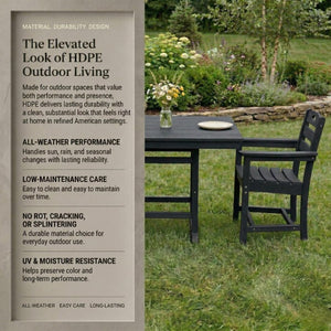 English Elm Black HDPE Square Patio Dining Set for Two with Weather Resistant Armchairs Outdoor W3566S00044
