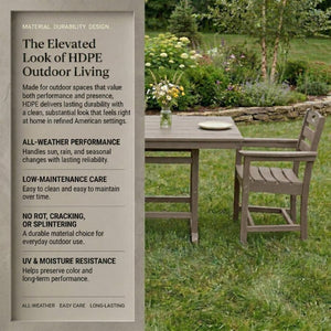 English Elm Antique Wood Grain Hdpe Outdoor 3 Piece Dining Set Square Table Two Armchairs W3566S00045