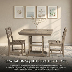 English Elm Antique Wood Tone Hdpe 5 Piece Outdoor Dining Set Square Table Four Chairs Uv Resistant W3566S00048