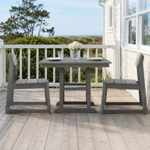 English Elm Gray Hdpe Outdoor Bistro Set with Square Table Two Chairs and Built-in Umbrella Hole W3566S00054