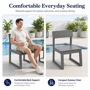 English Elm Gray Hdpe Outdoor Bistro Set with Square Table Two Chairs and Built-in Umbrella Hole W3566S00054