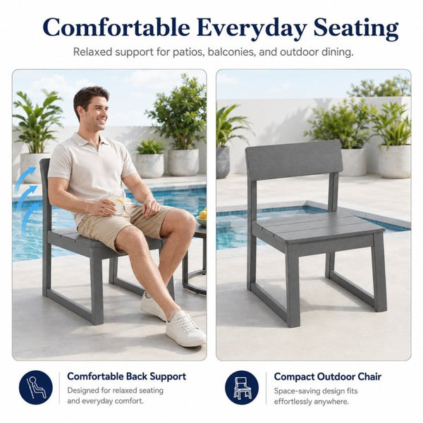English Elm Gray Hdpe Outdoor Bistro Set with Square Table Two Chairs and Built-in Umbrella Hole W3566S00054