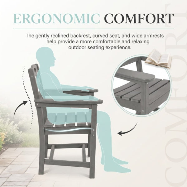English Elm Charcoal HDPE 3 Piece Outdoor Bar Height Bistro Set with Umbrella Ready Round Table W3566S00056