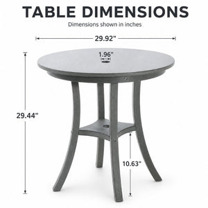 English Elm Charcoal HDPE 3 Piece Outdoor Bar Height Bistro Set with Umbrella Ready Round Table W3566S00056
