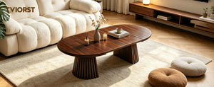 English Elm Wooden Extendable Oval Coffee Table Walnut Mdf Top Slatted Legs Modern Living Room W3590P491826