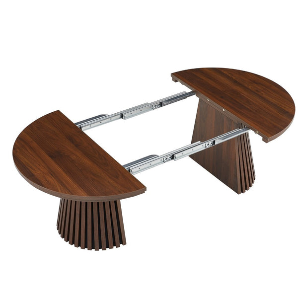 English Elm Wooden Extendable Oval Coffee Table Walnut Mdf Top Slatted Legs Modern Living Room W3590P491826